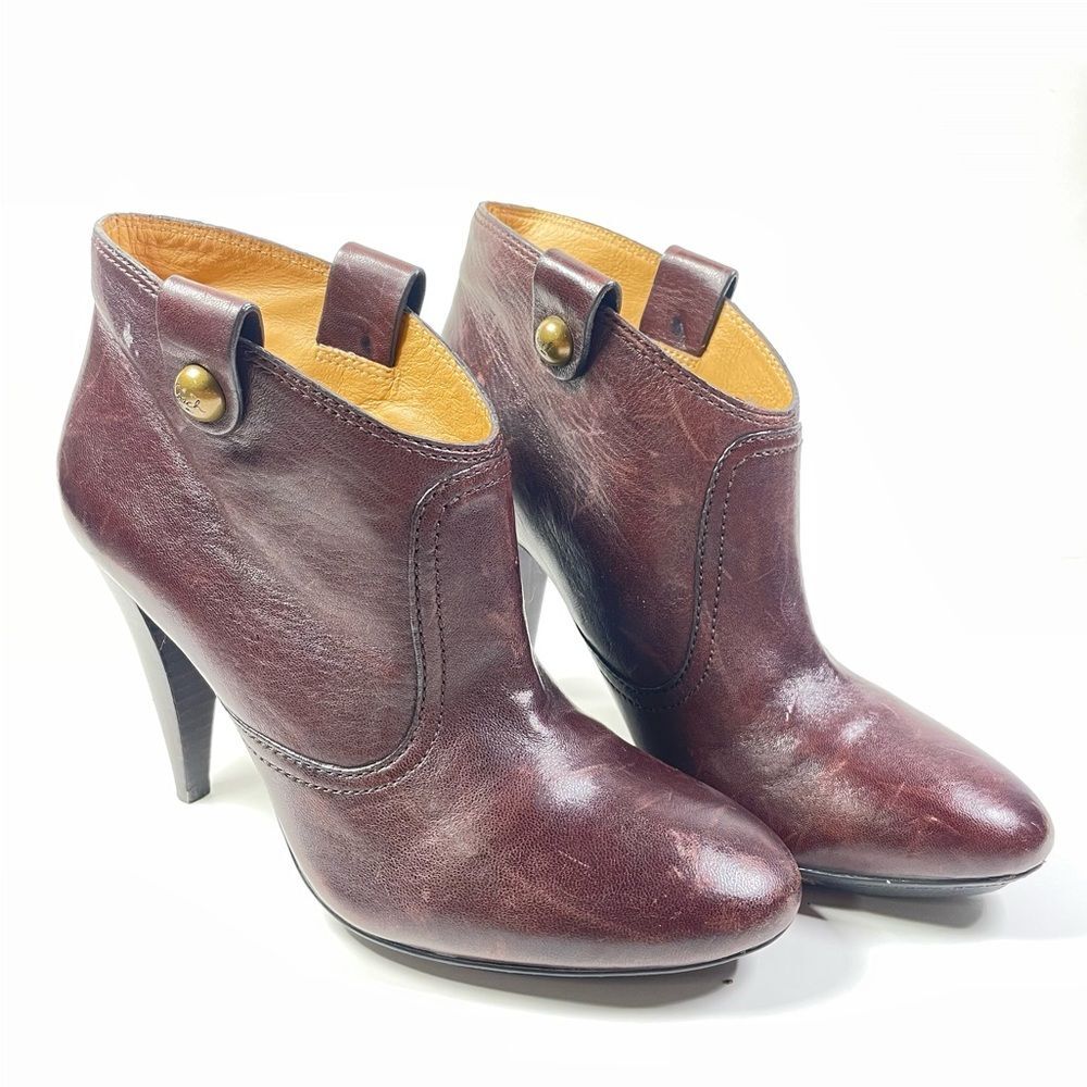 Authentic Coach Aliza Brown Leather Heeled Booties Women’s Size 7B